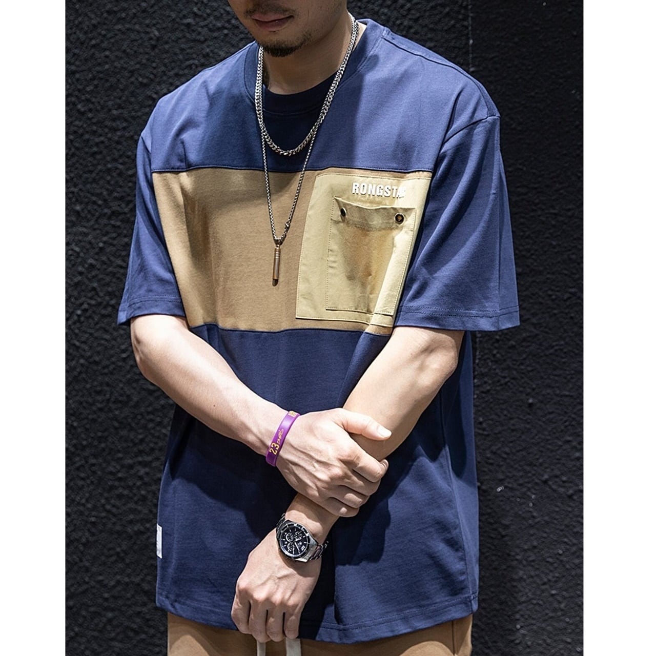 バイカラーラウンドネックTシャツ HL1781