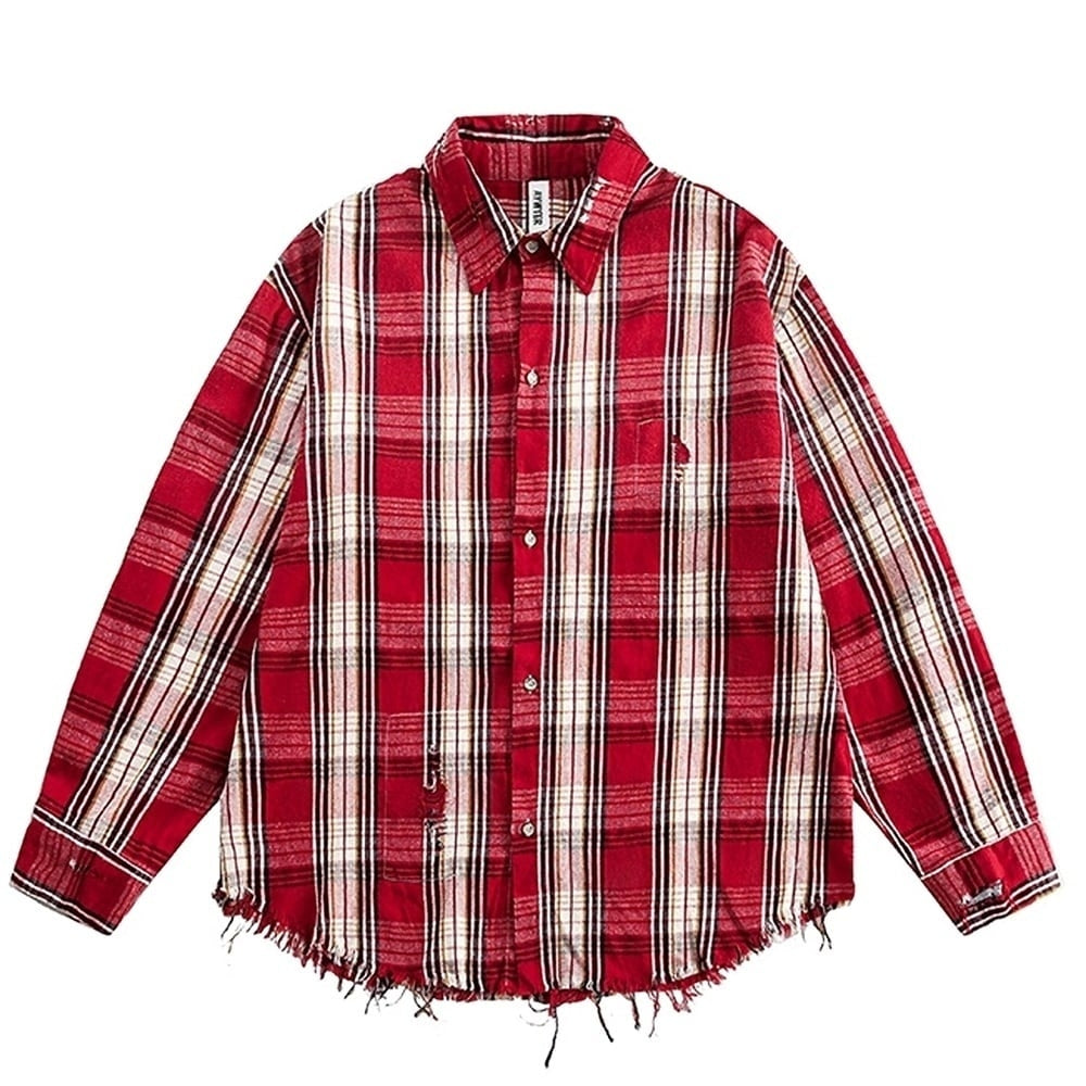 Damaged design check shirt HL2431