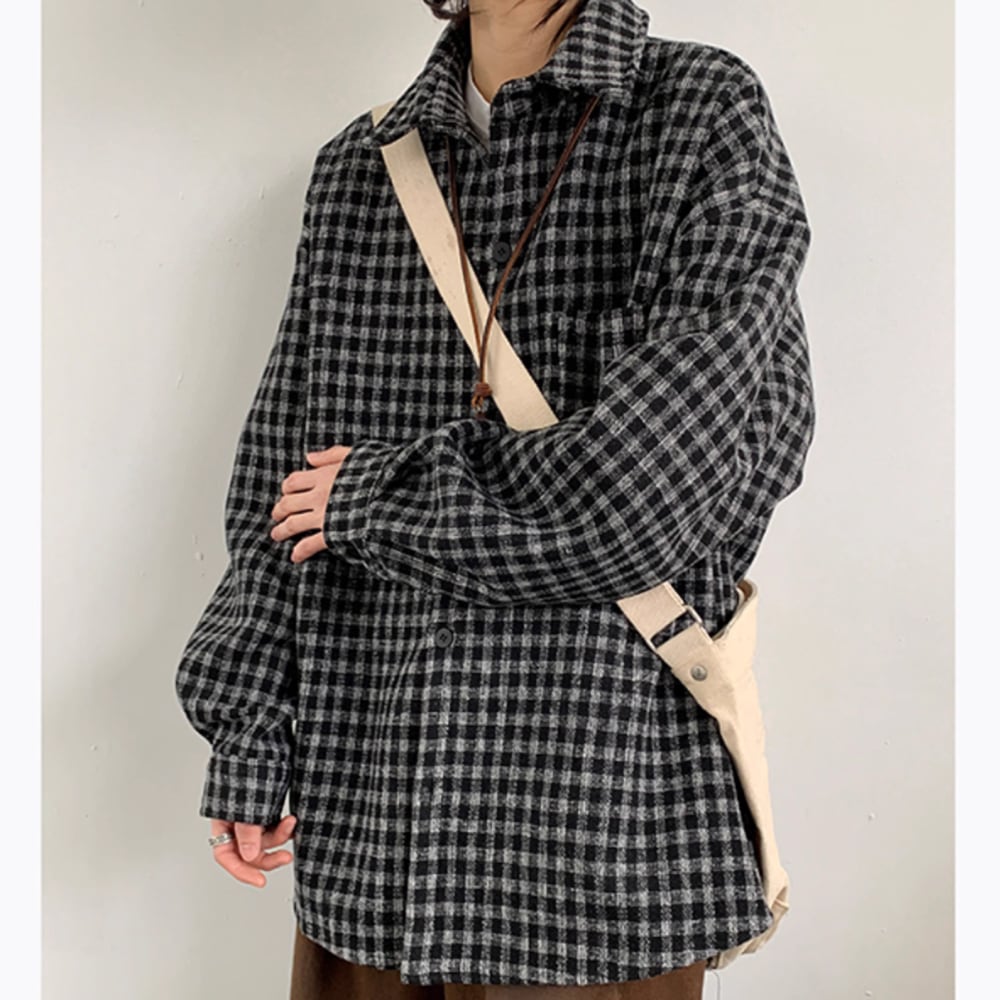 Gingham check flannel shirt HL2304