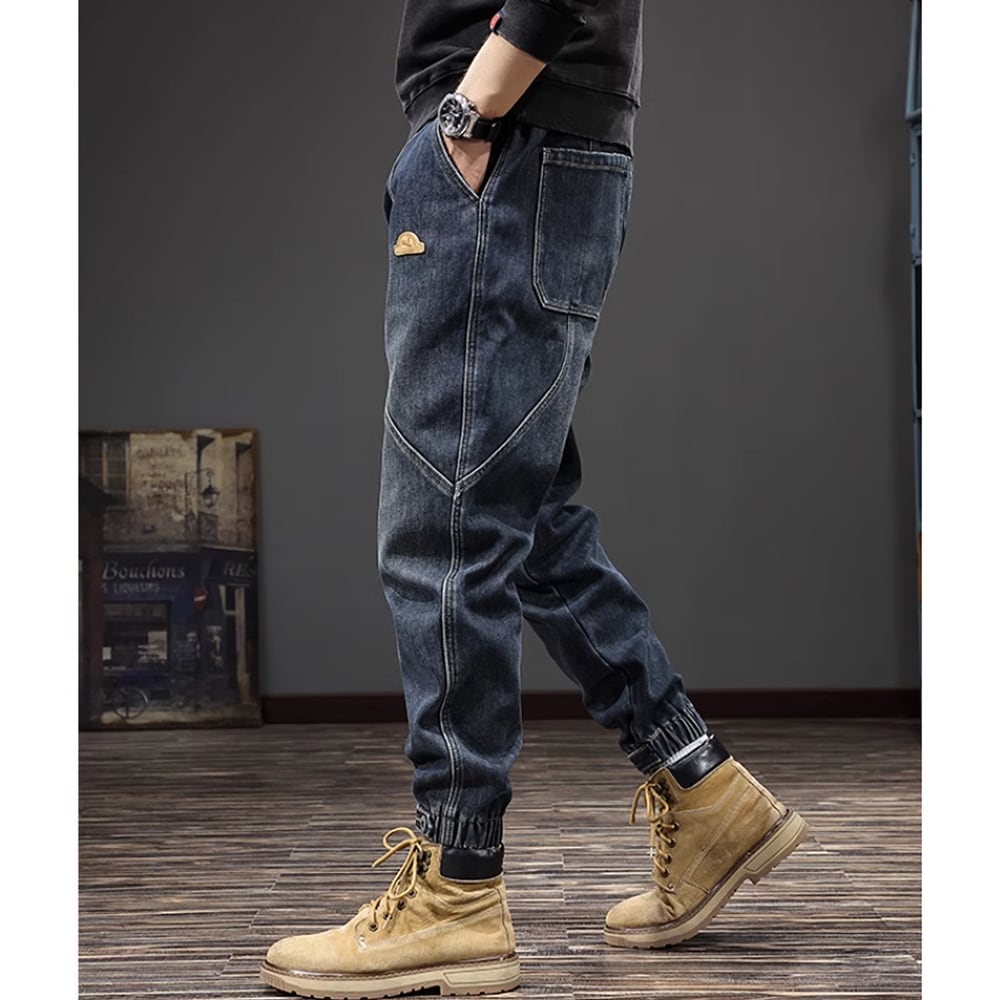 Brushed lining jogger denim pants HL2306