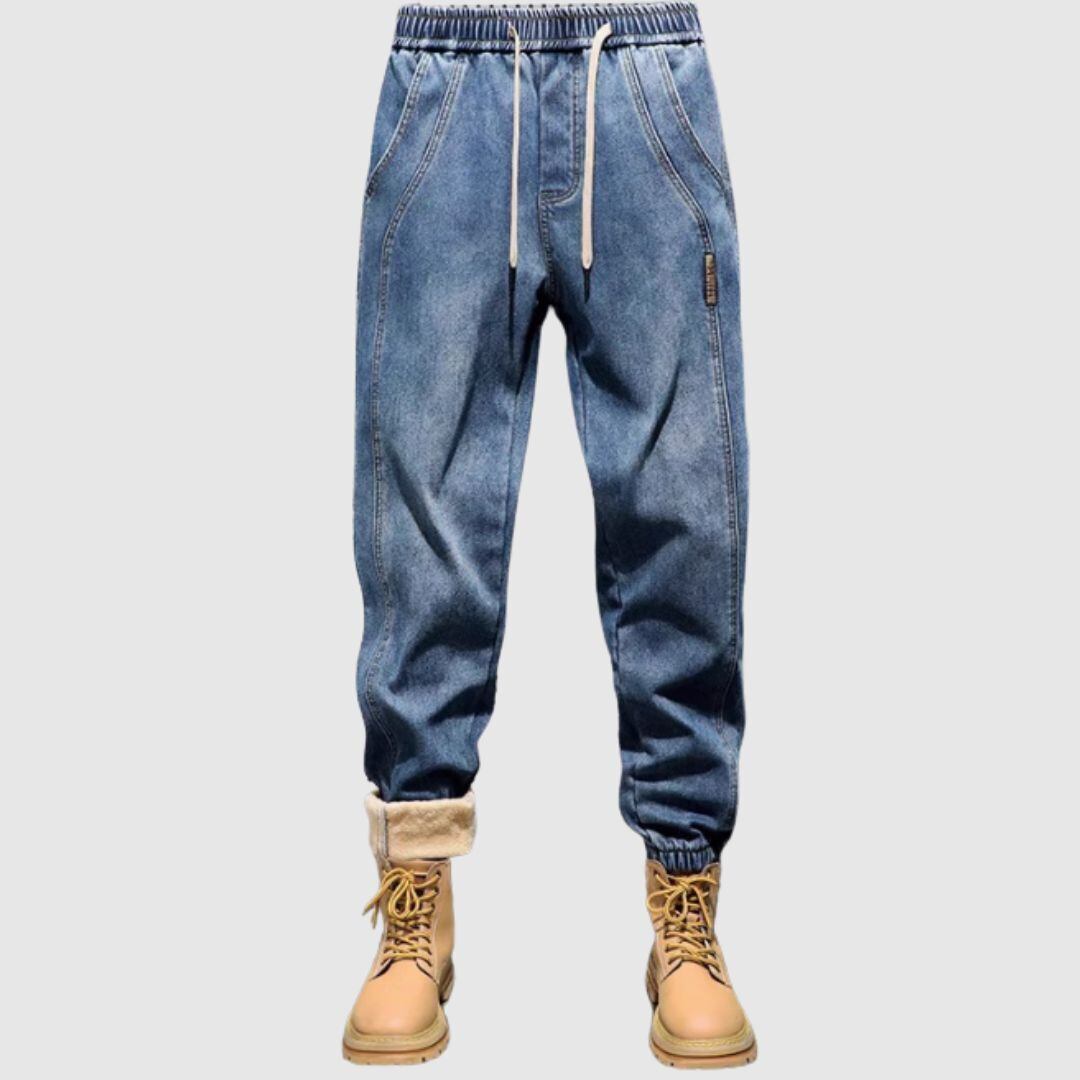 Brushed lining jogger denim pants HL2305