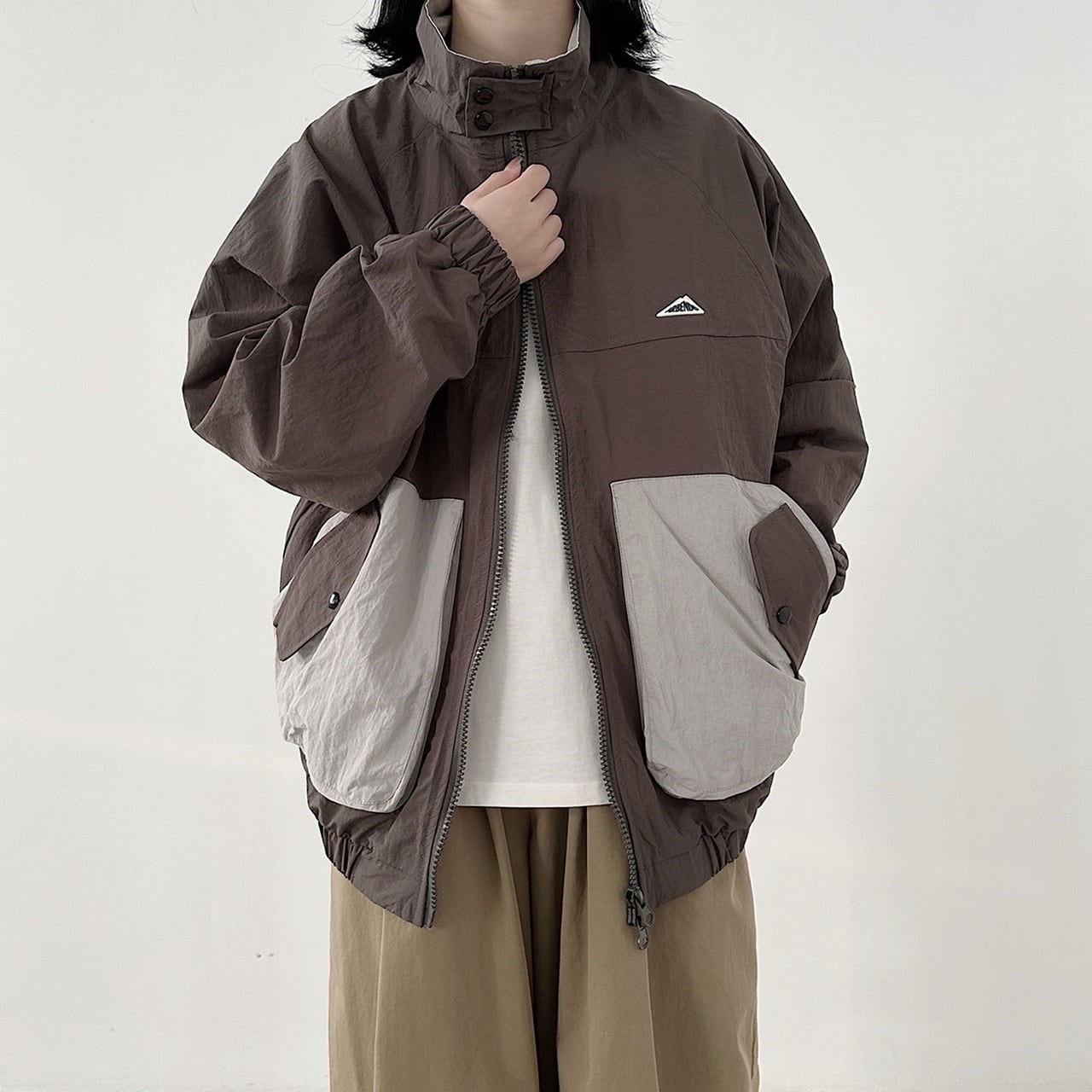 Stand collar zip up blouson HL1614