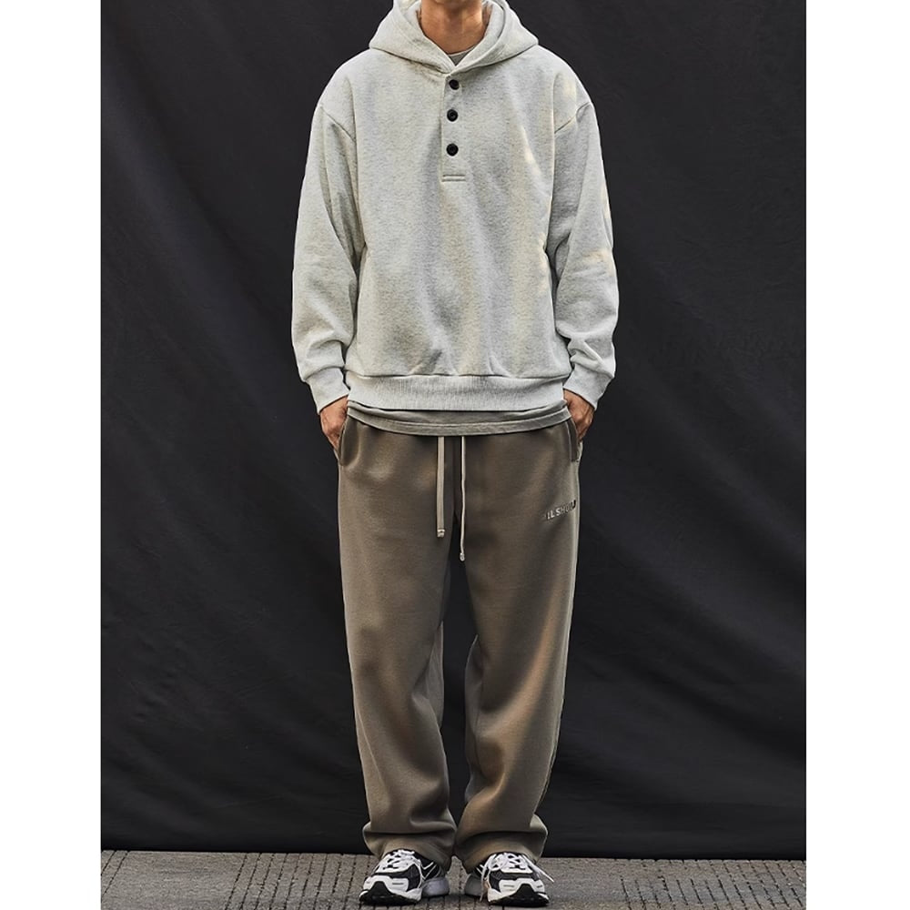 Henley neck hoodie HL2399