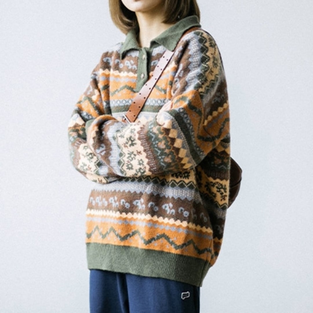 Ethnic Polo Knit Top HL1960