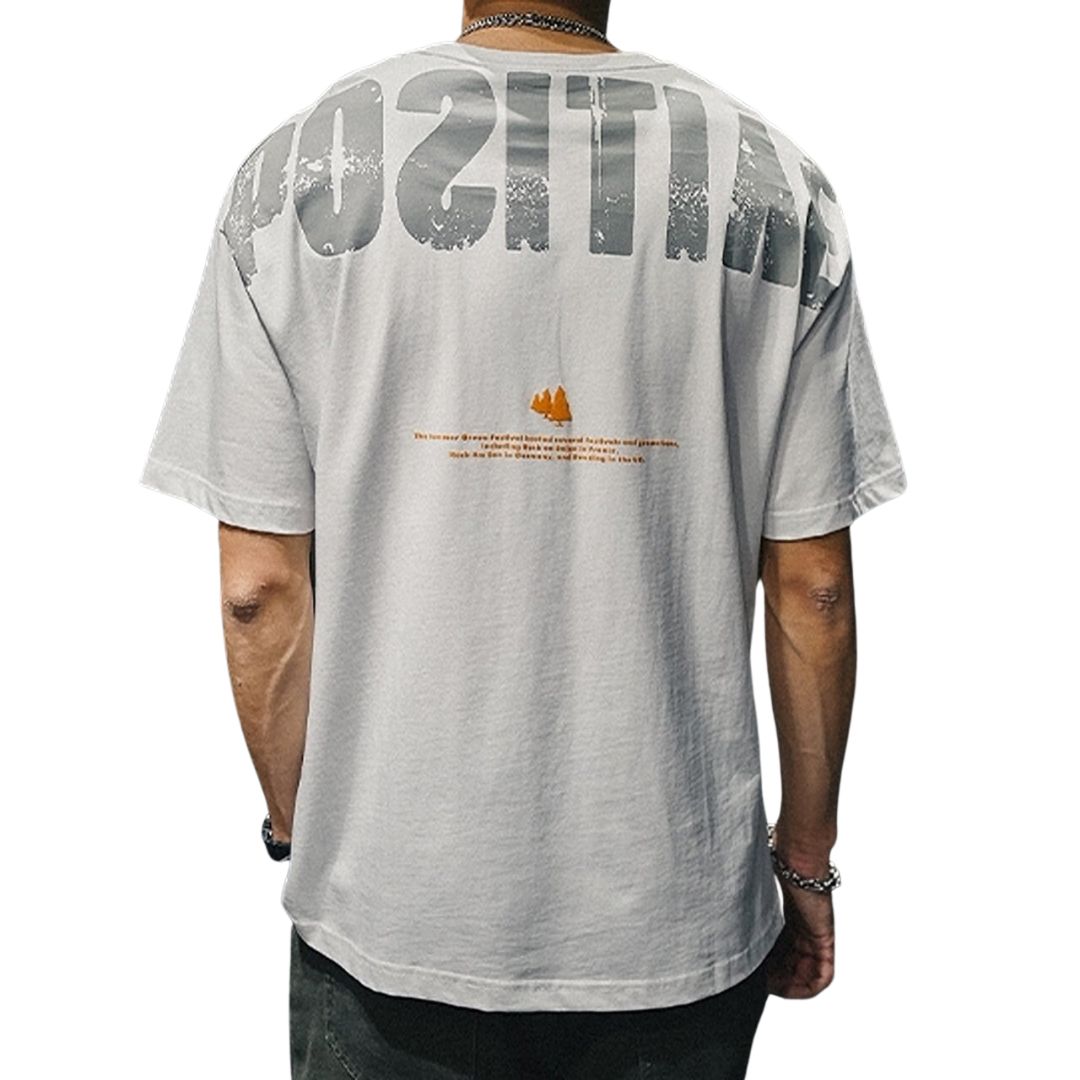 ラウンドネックプリントTシャツ HL1553