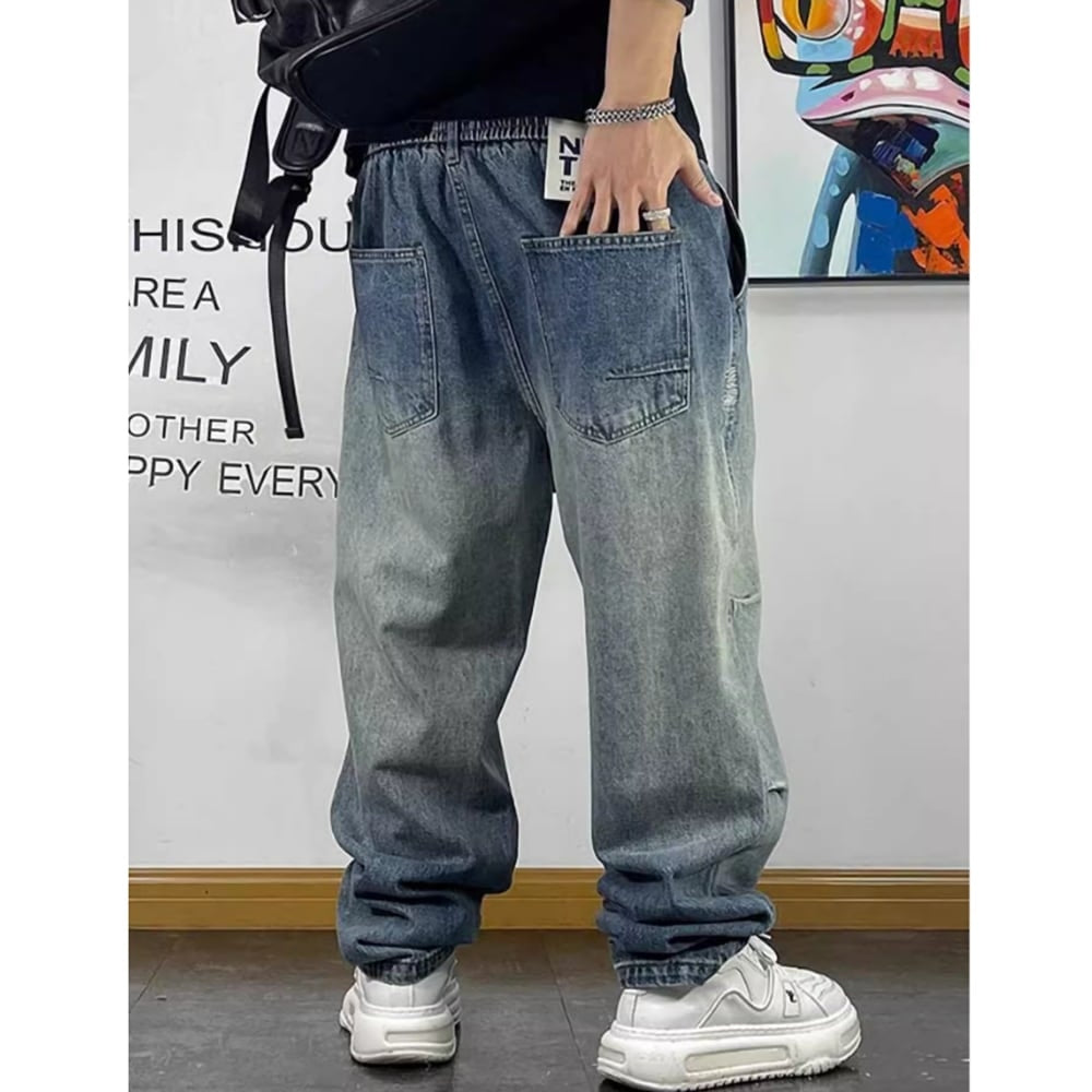 Loose washed denim pants HL2261