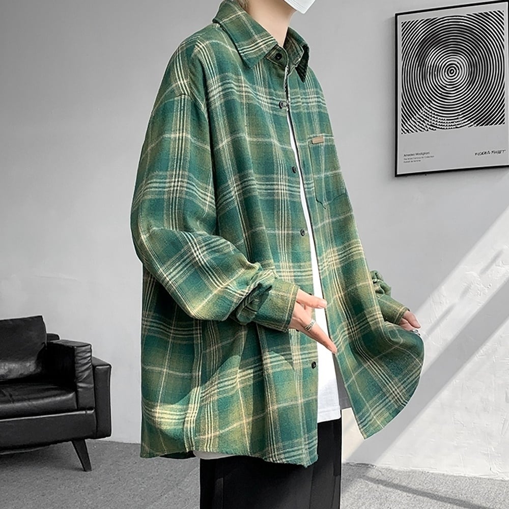 Big size retro check shirt HL2301