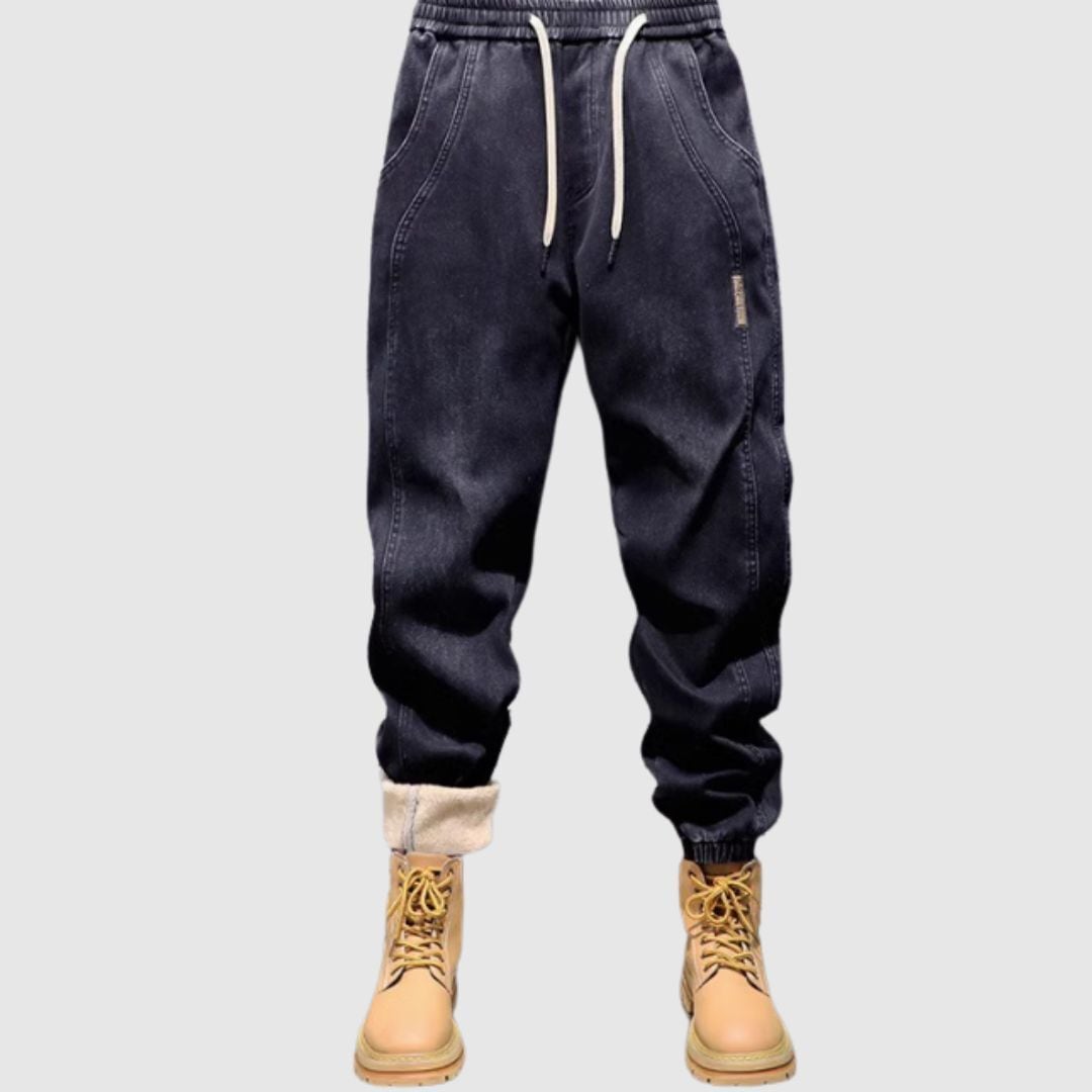 Brushed lining jogger denim pants HL2305