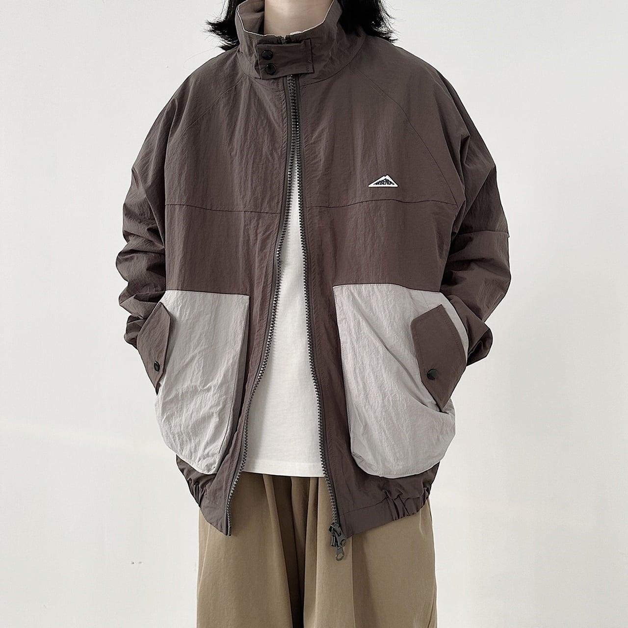 Stand collar zip up blouson HL1614