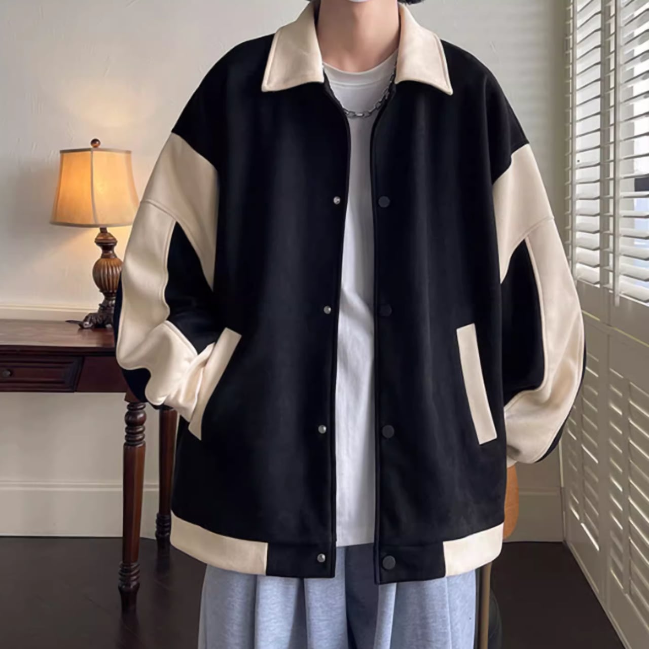 Bicolor suede jacket HL1849