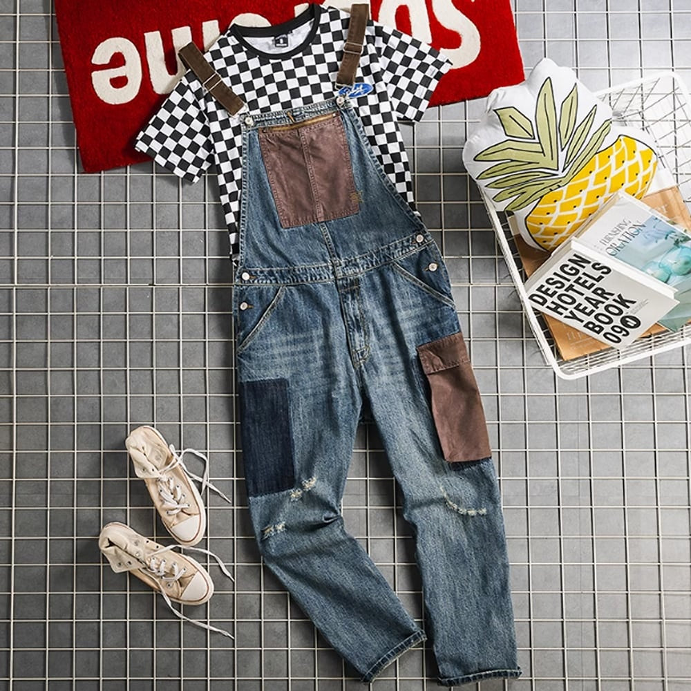 Multi-pocket denim overalls HL2445