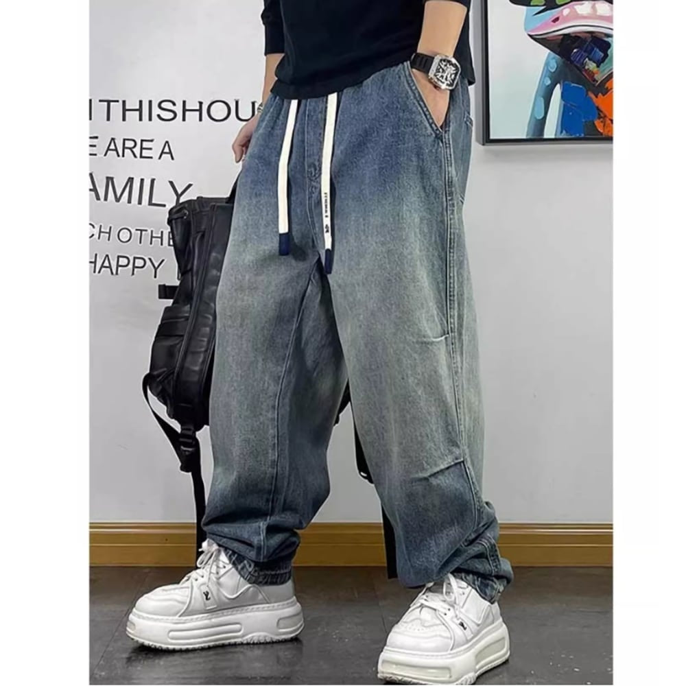 Loose washed denim pants HL2261