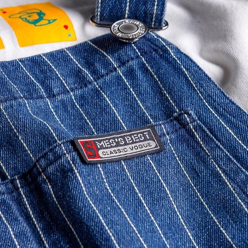 Striped denim overalls HL2043