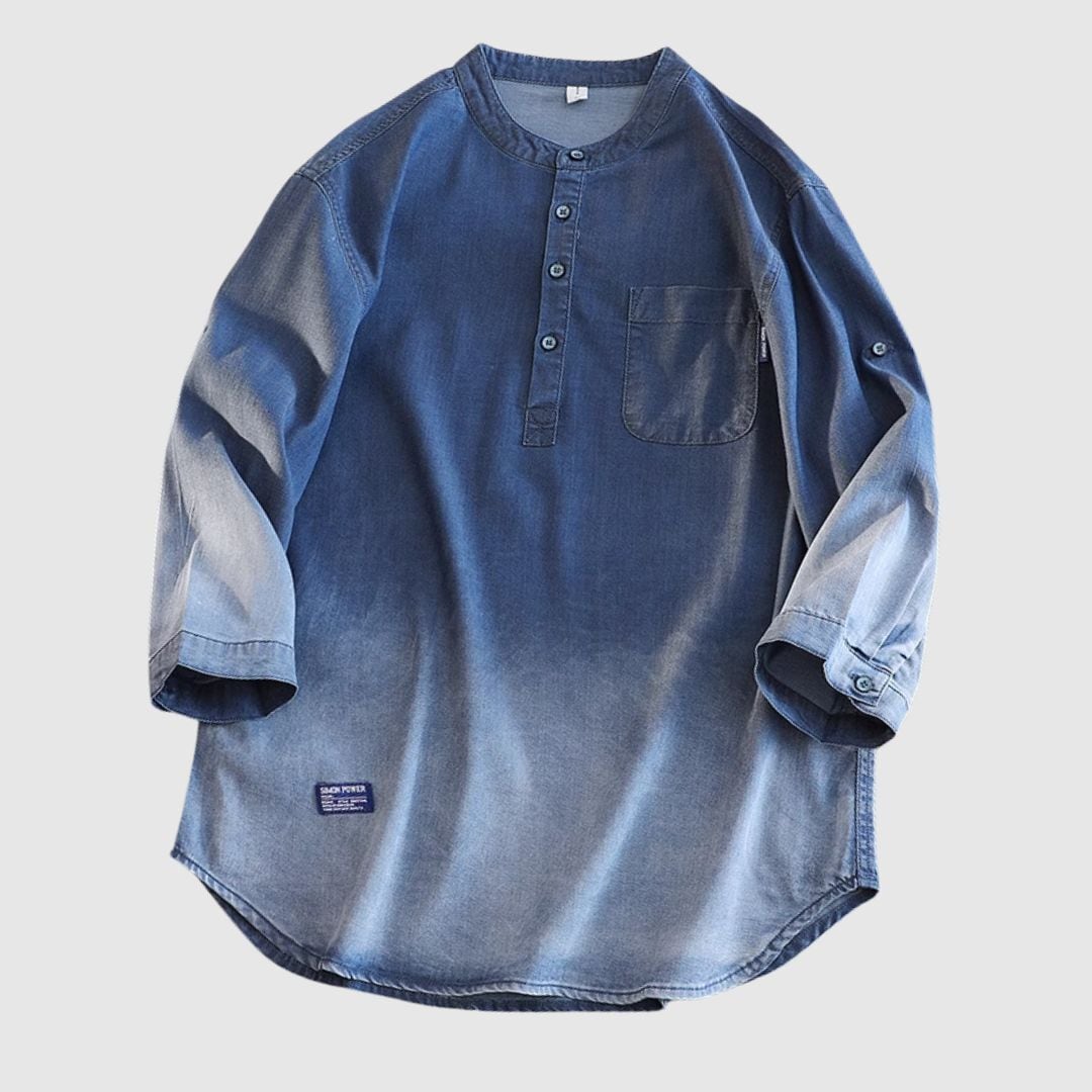 Big size 3/4 sleeve denim shirt HL2300