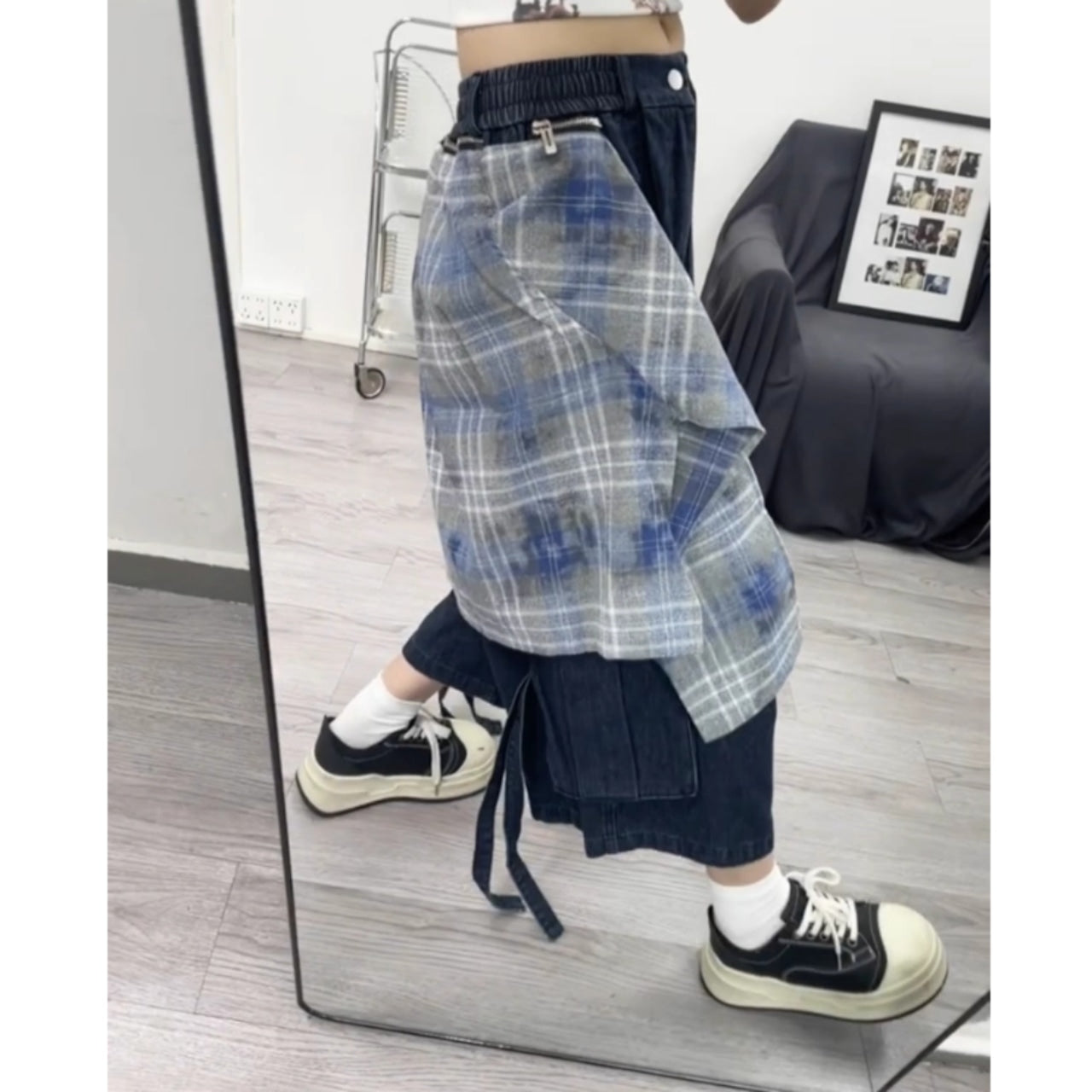 Cropped Wide Denim Pants D0017