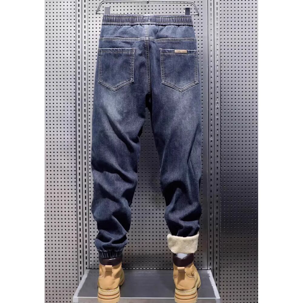 Brushed lining jogger denim pants HL2305