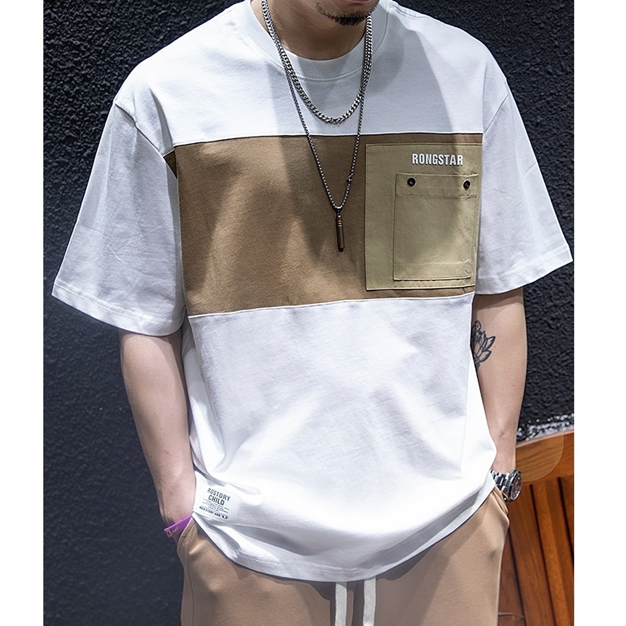Two-Tone Casual T-Shirt HL1726