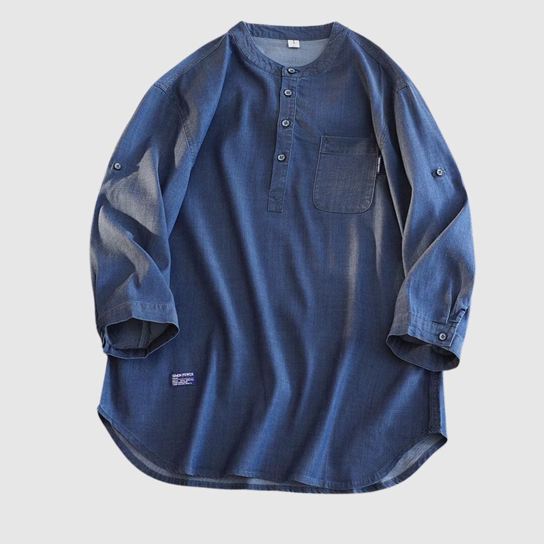 Big size 3/4 sleeve denim shirt HL2300