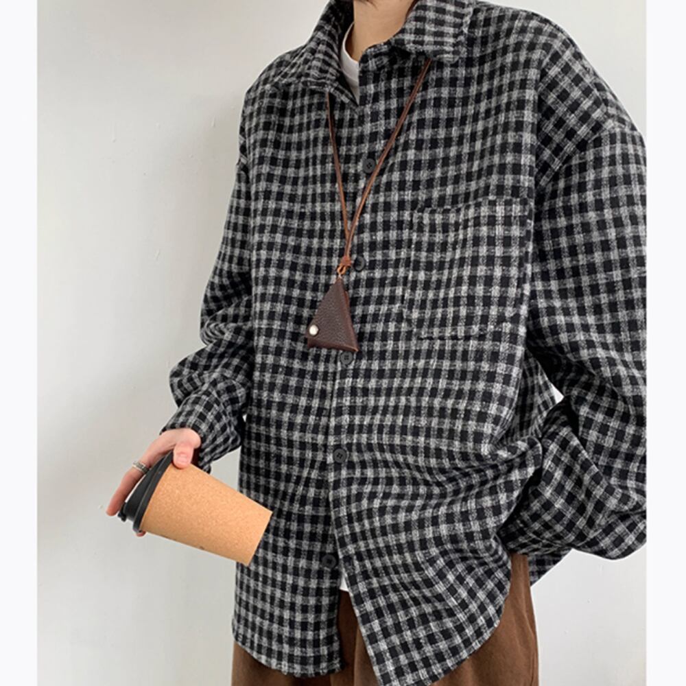 Gingham check flannel shirt HL2304