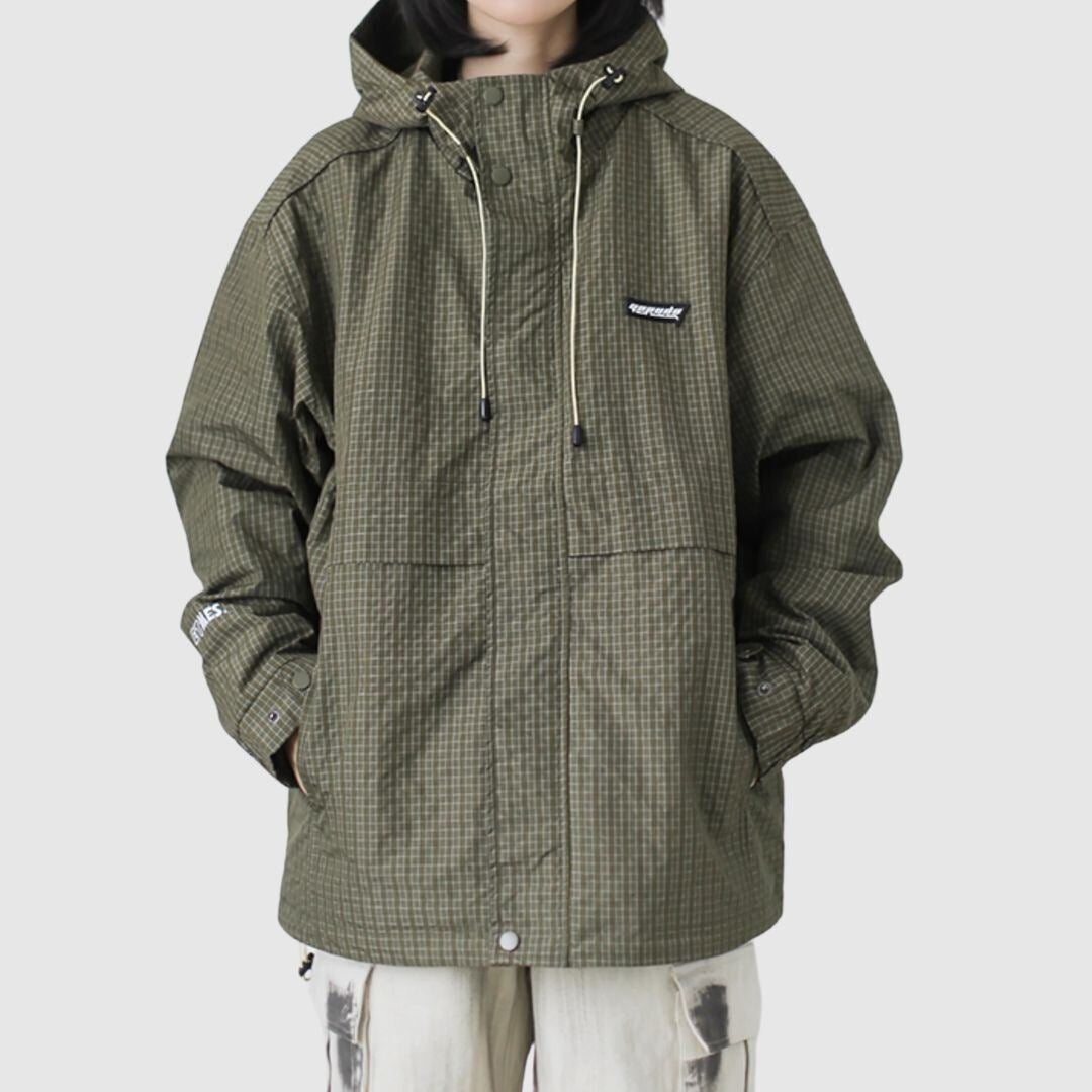 Check pattern hooded jacket HL2386