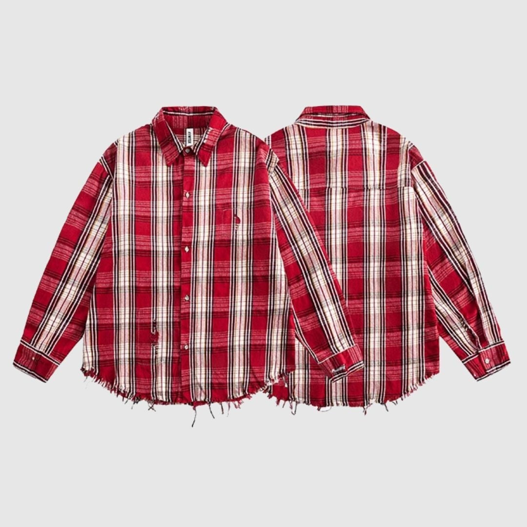 Damaged design check shirt HL2431