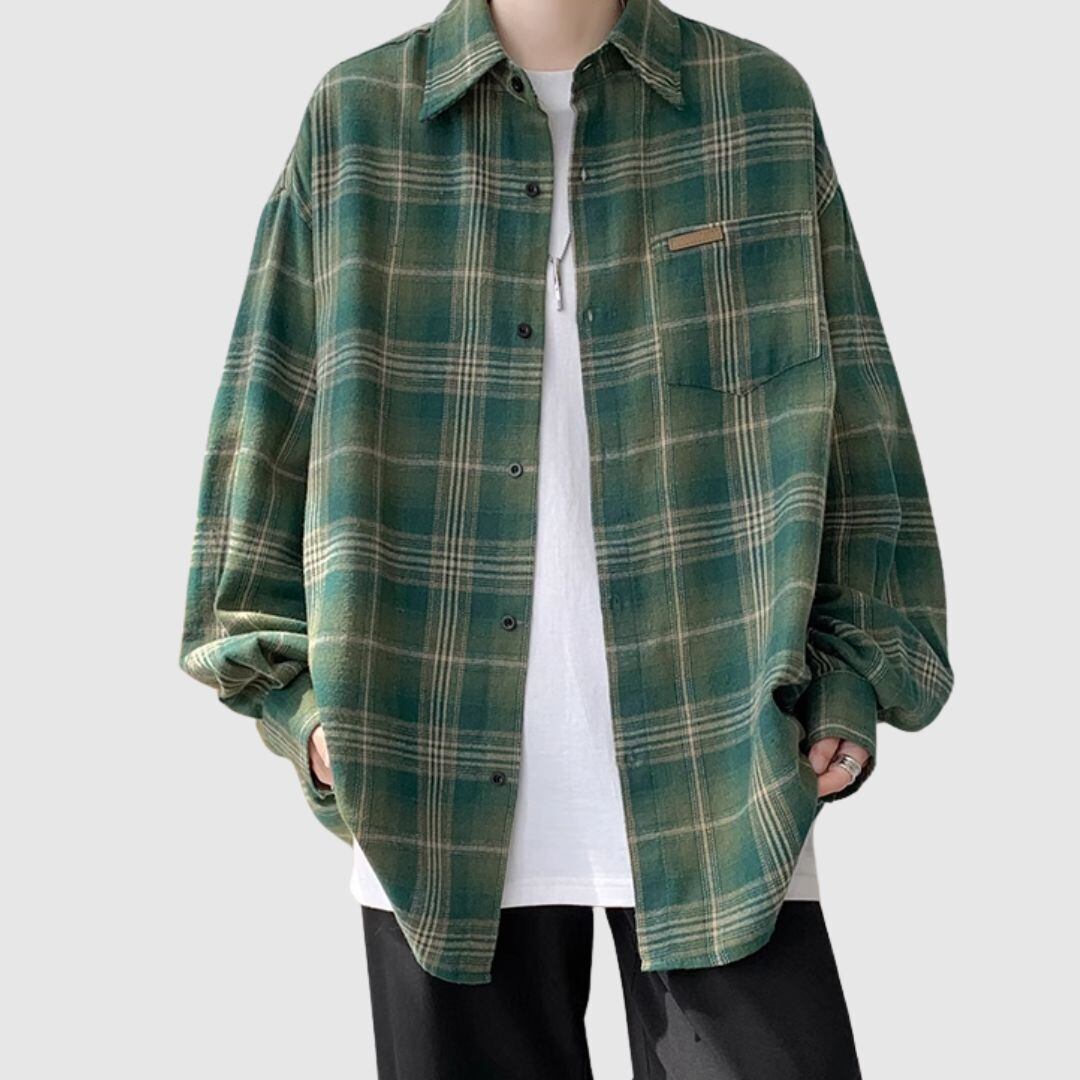 Big size retro check shirt HL2301