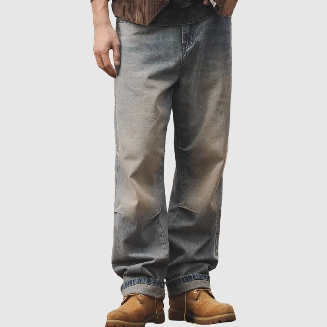 Loose straight retro denim jeans HL2390