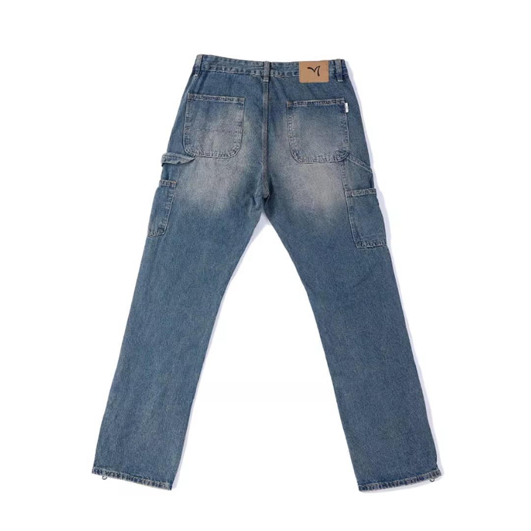Washed Blue Straight Denim Jeans HL1991