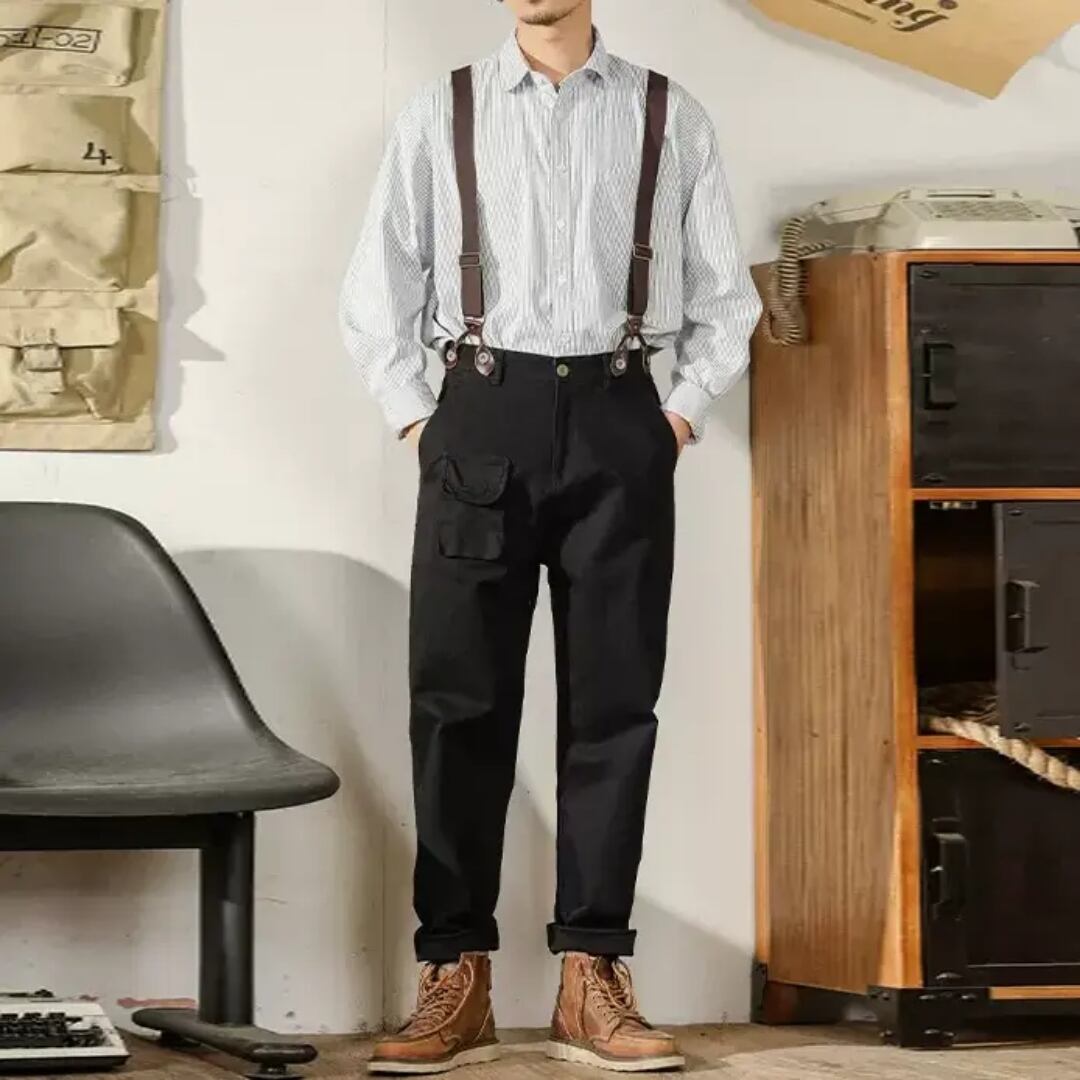 サスペンダー付きスマートパンツ HL1975