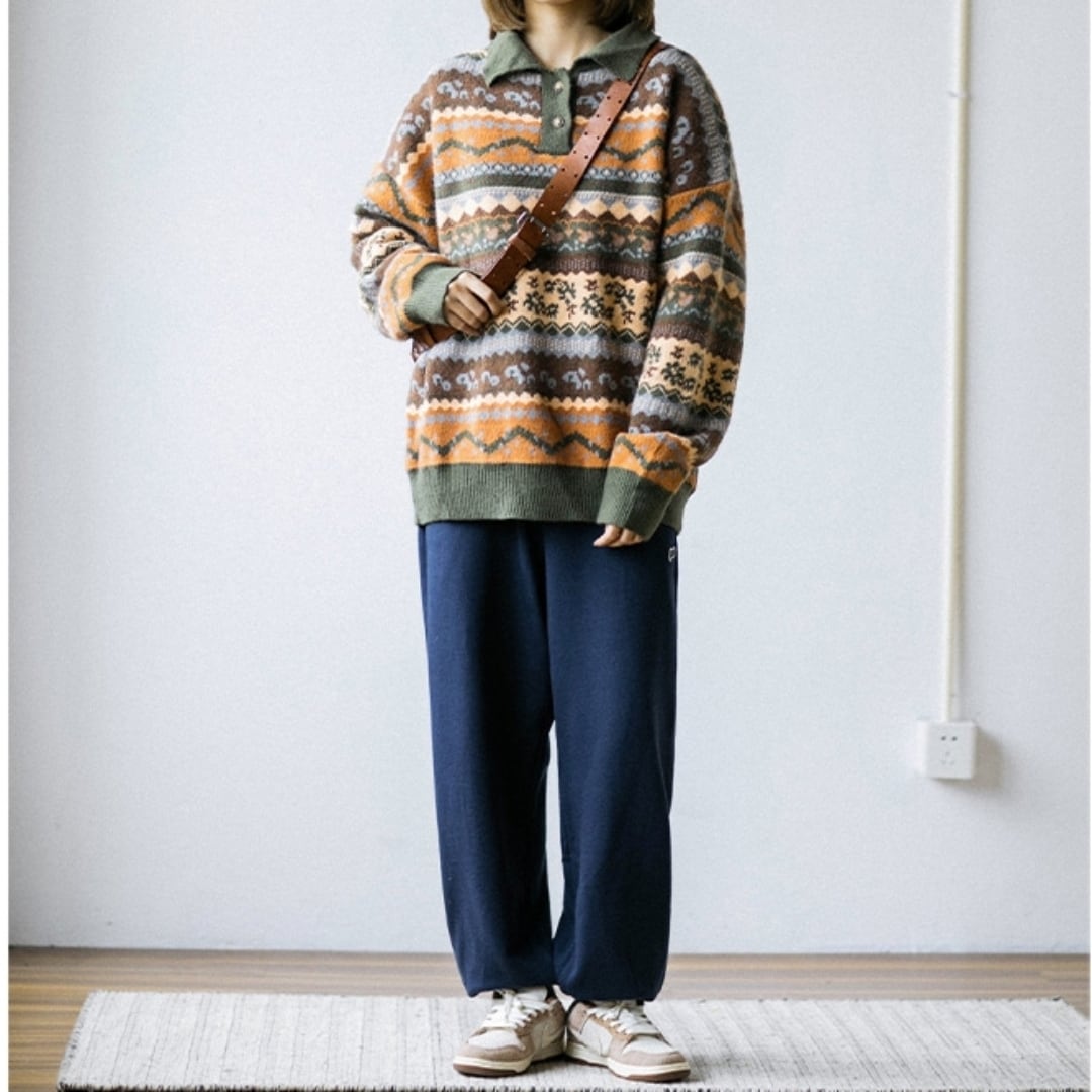 Ethnic Polo Knit Top HL1960