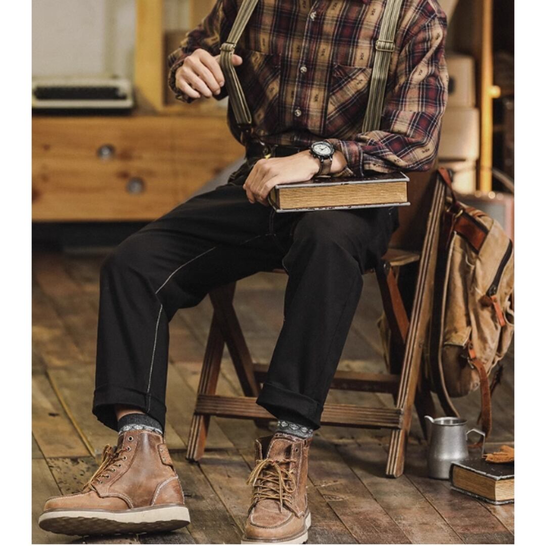 サスペンダー付きステッチデニムパンツ HL1976