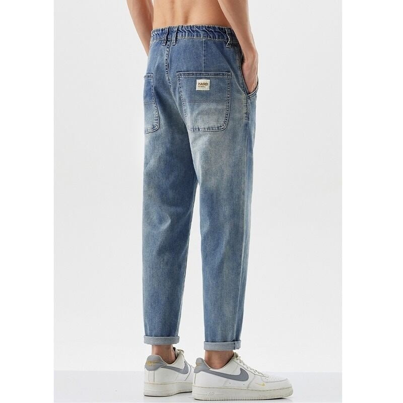 Cropped straight denim pants HL2211
