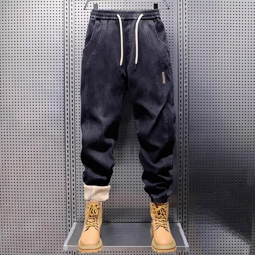 Brushed lining jogger denim pants HL2305
