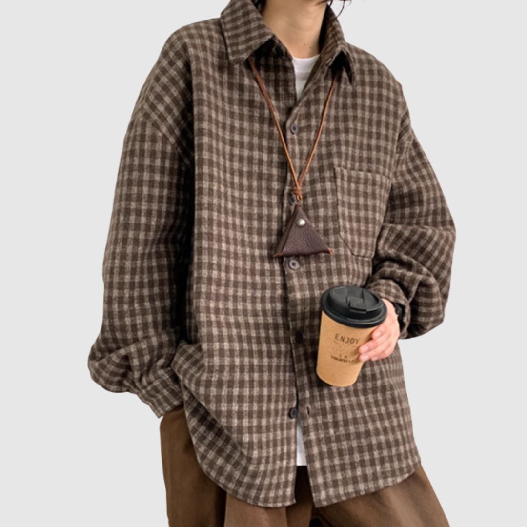 Gingham check flannel shirt HL2304