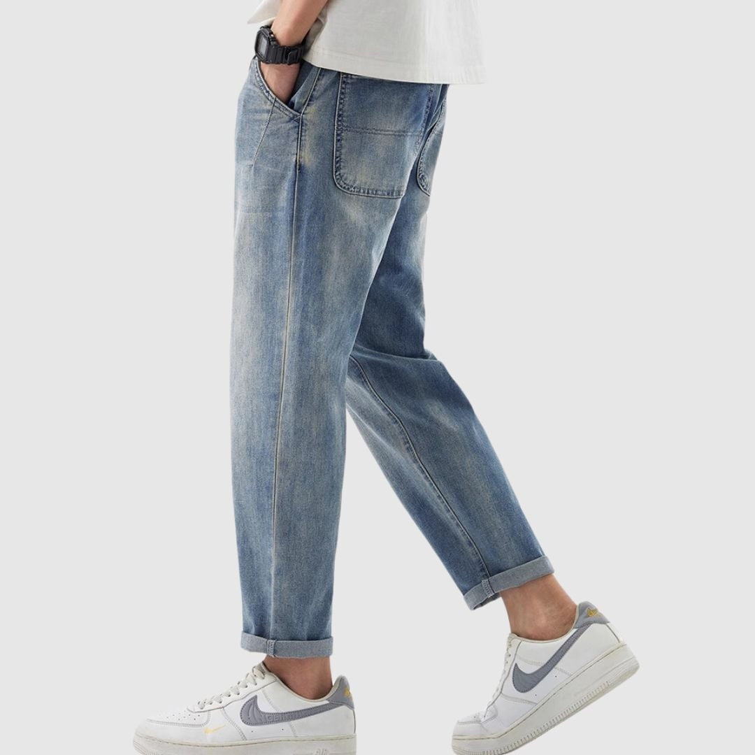 Cropped straight denim pants HL2211