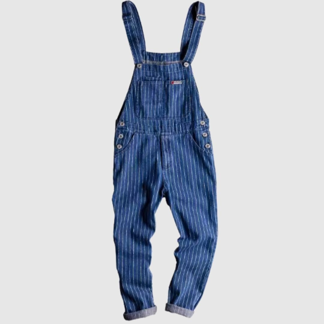 Striped denim overalls HL2043