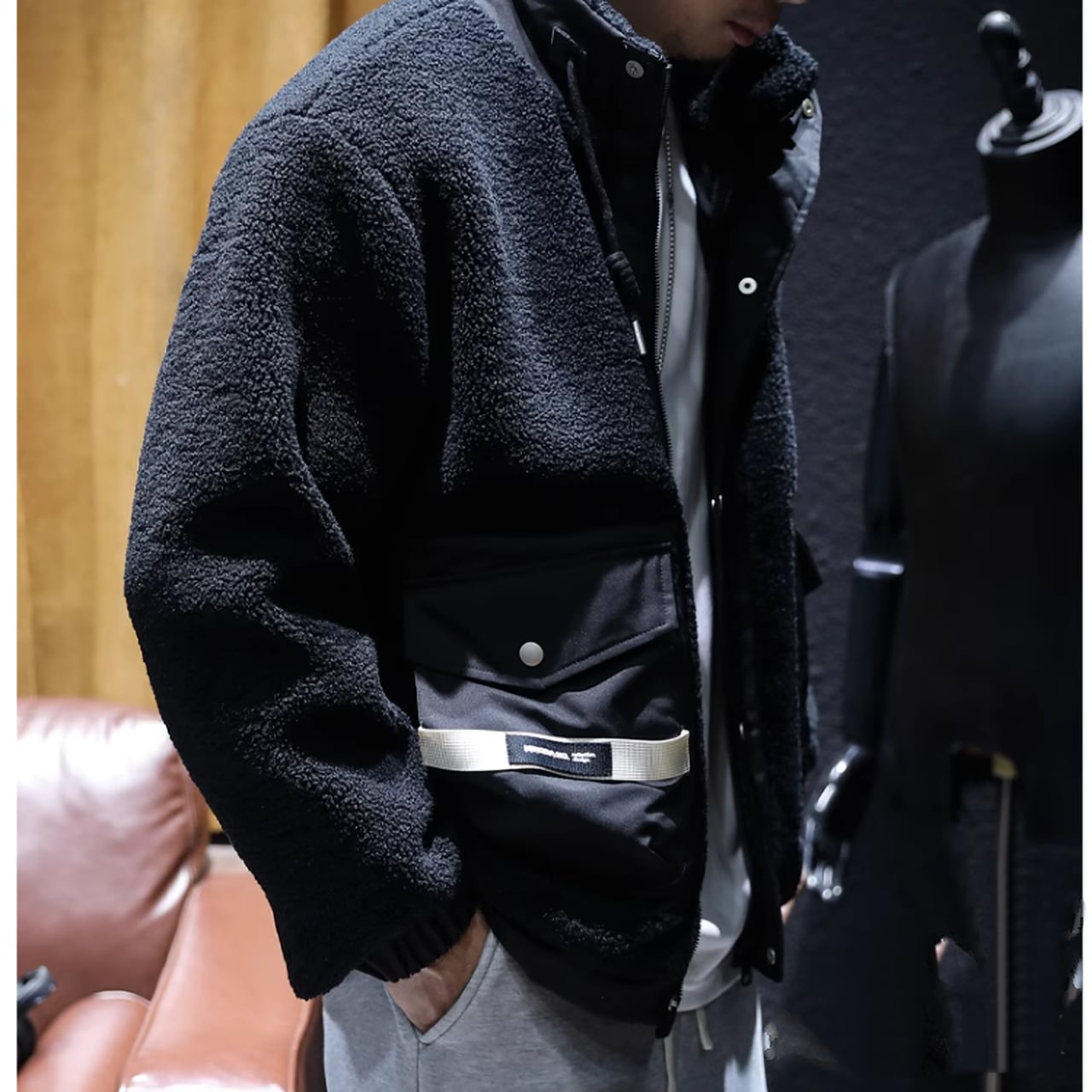 Stand collar boa jacket HL1873