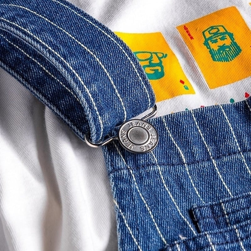 Striped denim overalls HL2043