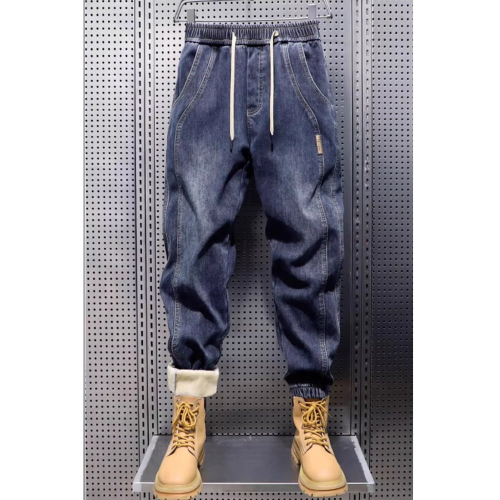 Brushed lining jogger denim pants HL2305