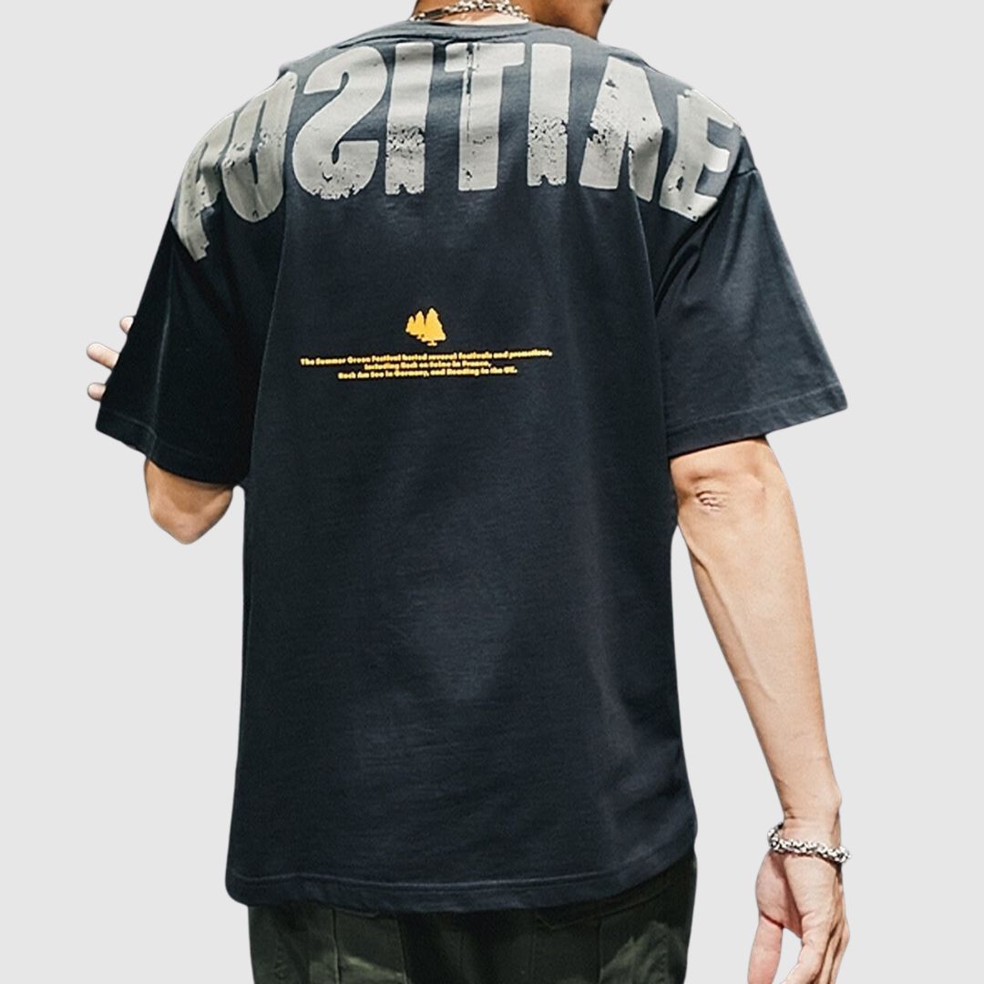 ラウンドネックプリントTシャツ HL1553