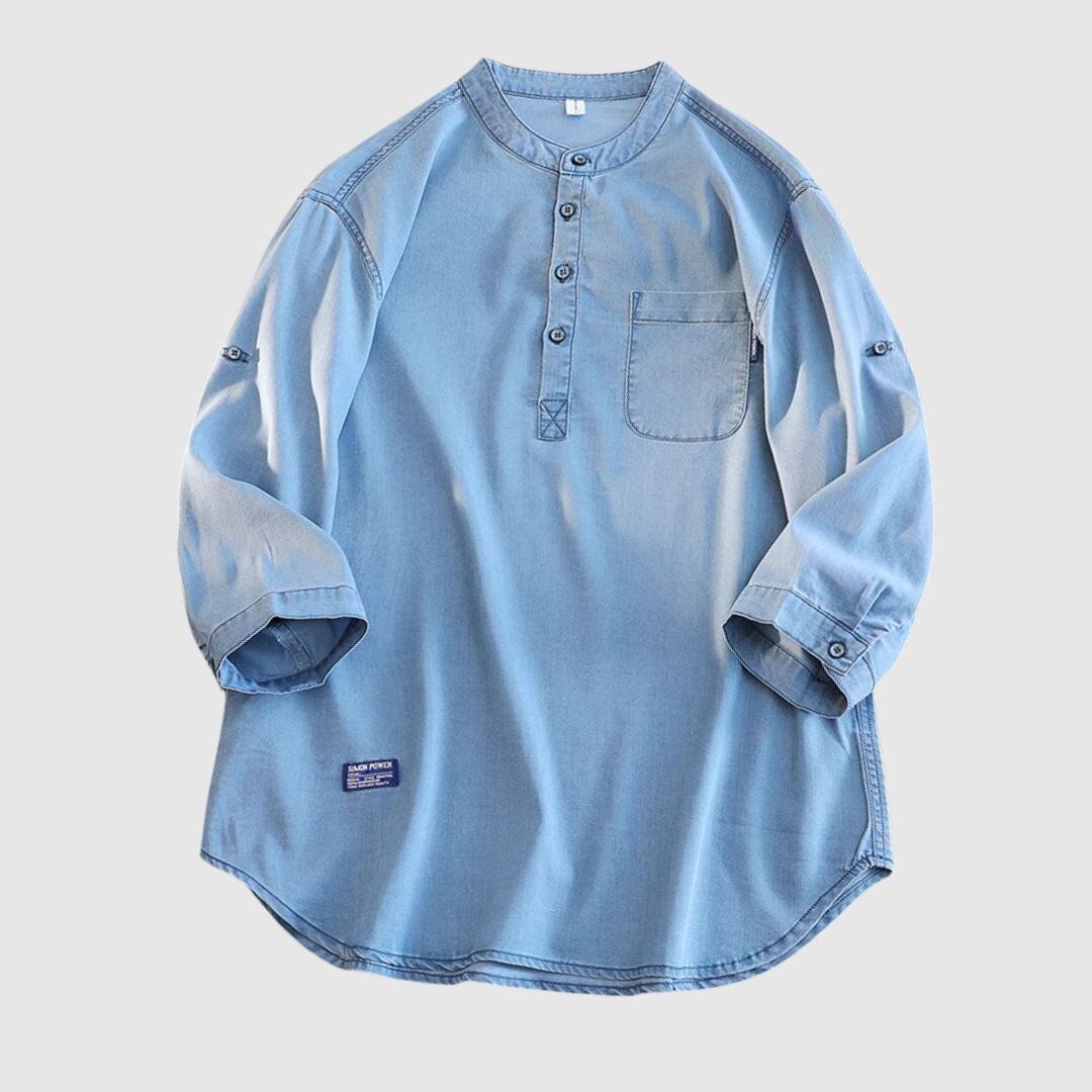 Big size 3/4 sleeve denim shirt HL2300