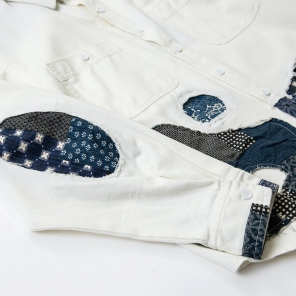 Patchwork white shirt HL2551