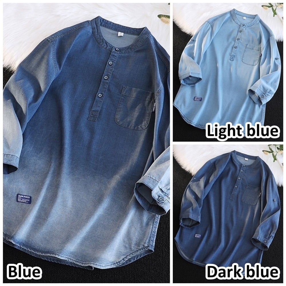 Big size 3/4 sleeve denim shirt HL2300