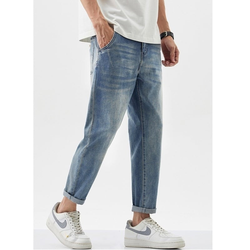 Cropped straight denim pants HL2211