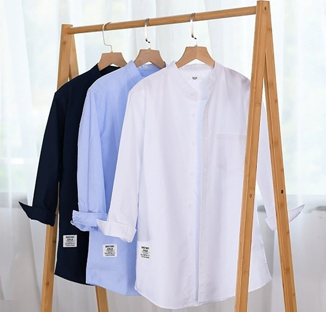 Collarless three-quarter sleeve shirt HL2353