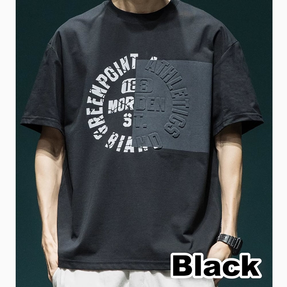 Contrast color embossed T-shirt HL2455