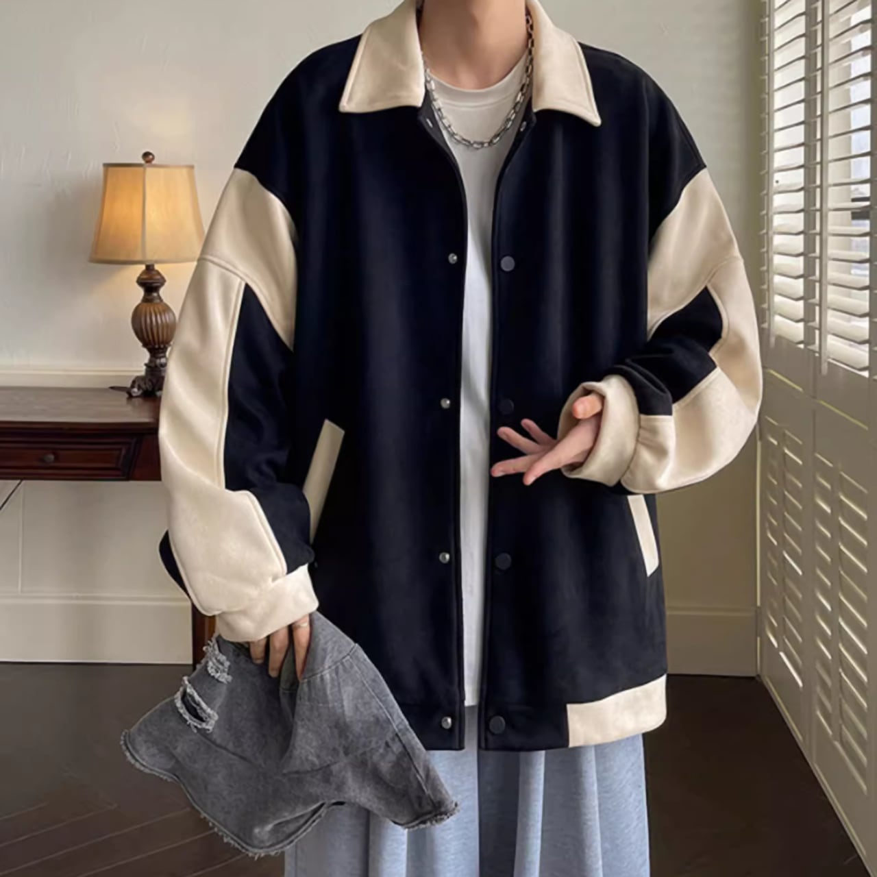 Bicolor suede jacket HL1849