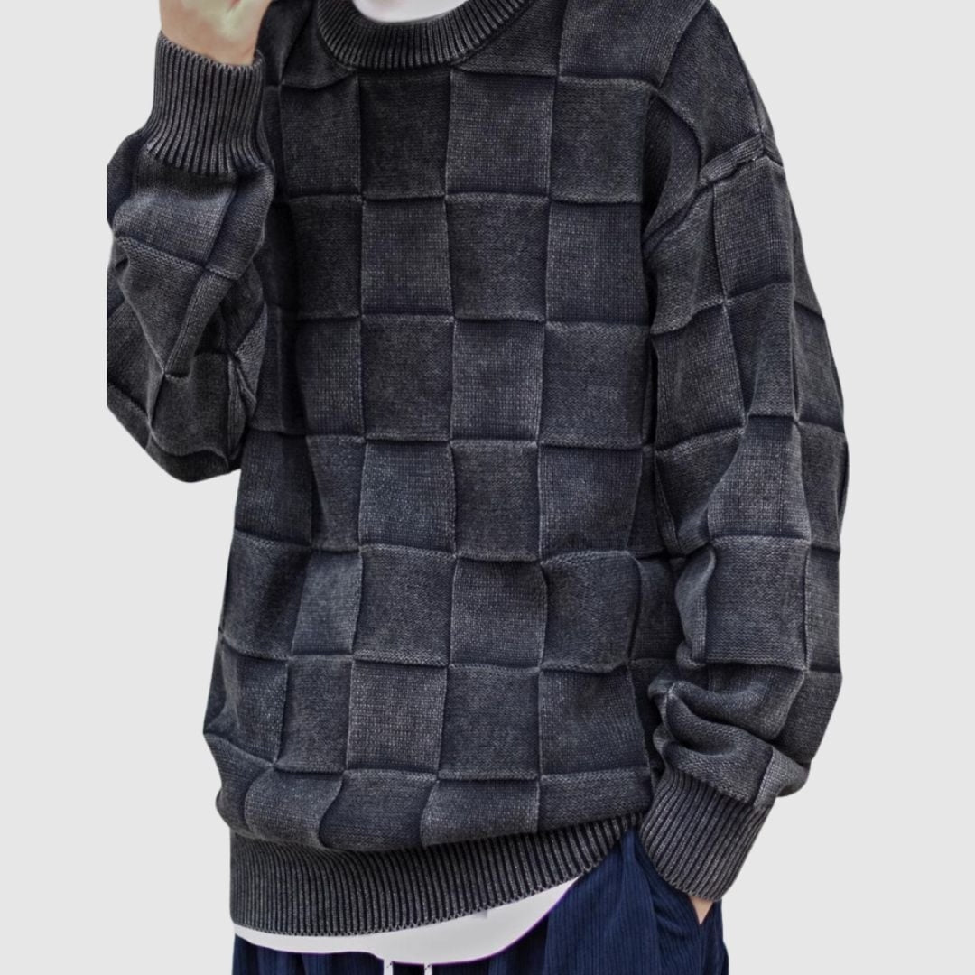 Block check knit tops HL2208