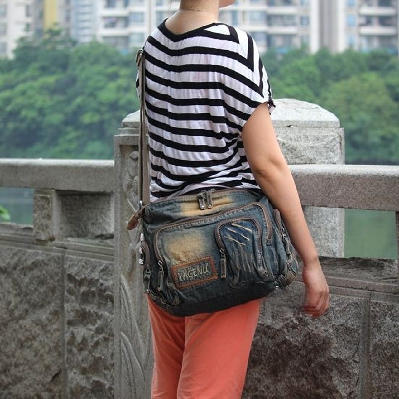 Vintage Denim Shoulder BagHL1591