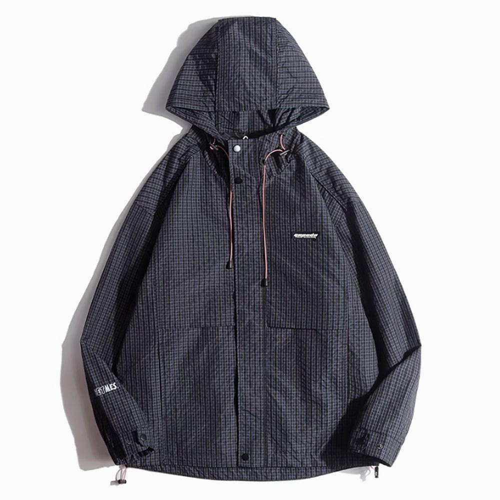 Check pattern hooded jacket HL2386